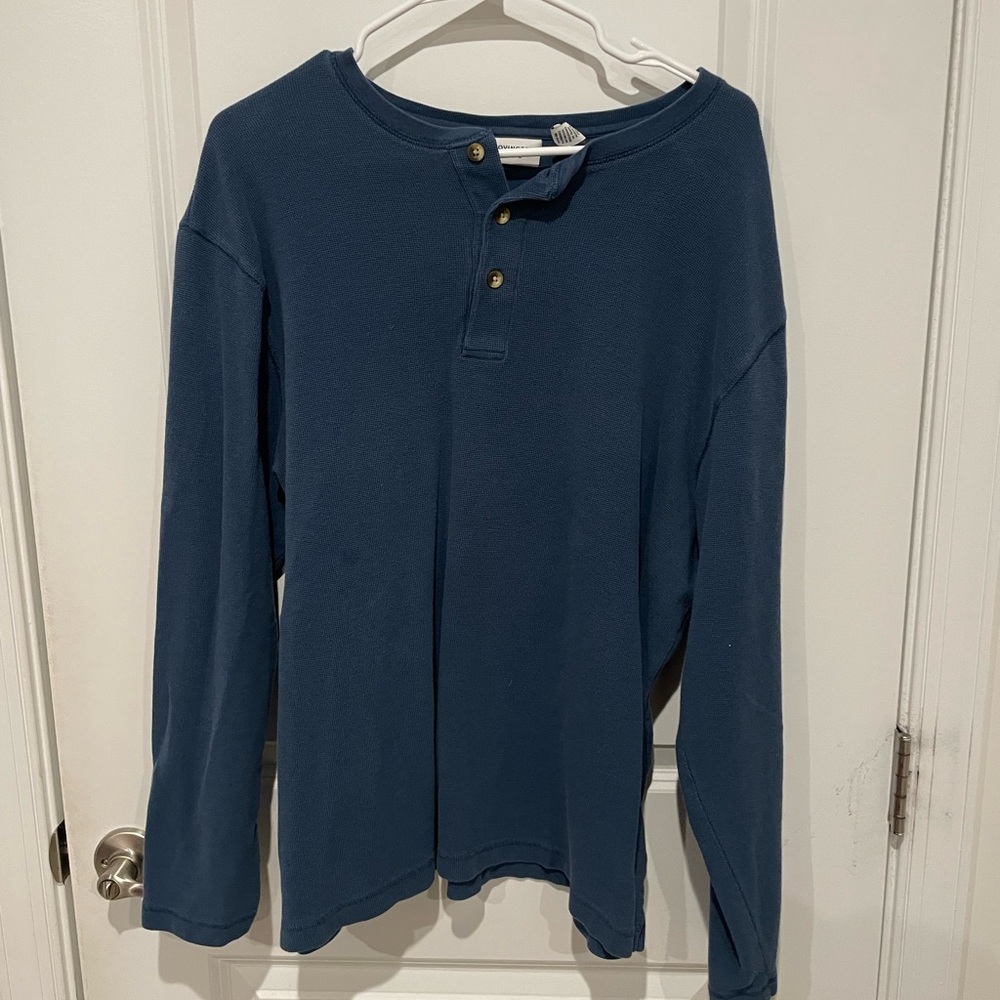 Blue Long Sleeve Henley Shirt size XXL